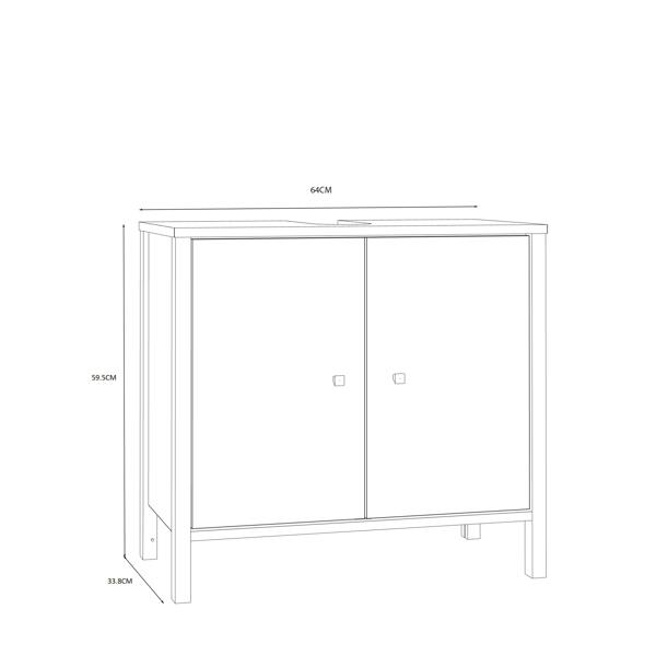 Furniture To Go Ipsarion Under Sink Bathroom Storage Unit with 2 Doors & Silver Handles in White