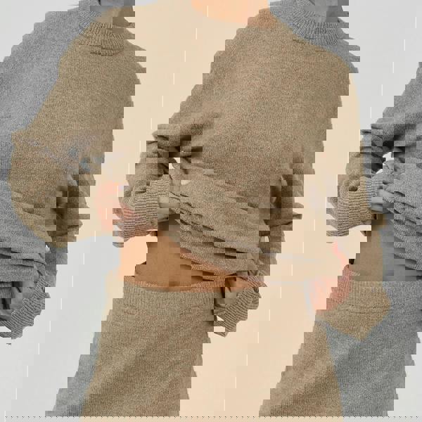 Brave Soul Taupe Knitted Jumper and Mini Skirt Set - Taupe Image 4