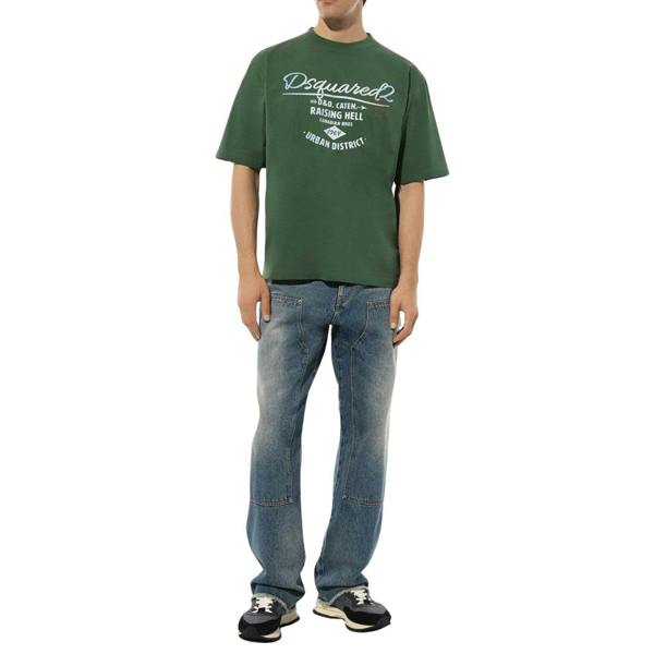 DSQUARED2 Branded Raising Hell Logo Green  T-Shirt XS