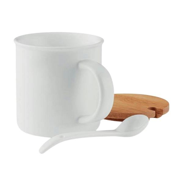 MidOcean Kenya Bamboo 380ml Mug & Spoon Set - White - 