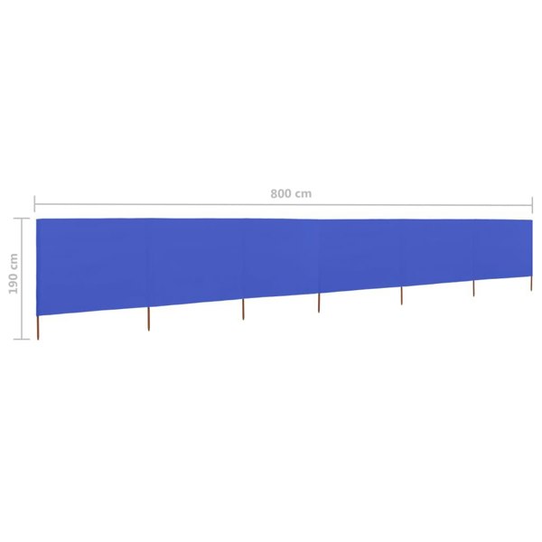 Berkfield 6-panel Wind Screen Fabric 800x160 cm Azure Blue