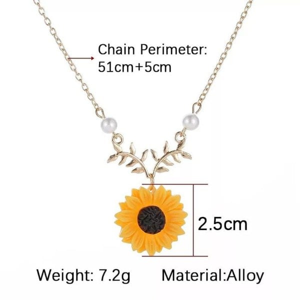 The Colourful Aura Sunflower Charm Pearl Daisy Flower Summer Beach Pendant Necklace