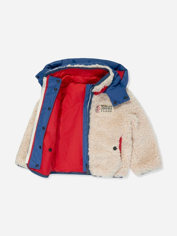 Moncler Enfant Boys Grenoble Fleece Zip Up Cardigan in Beige