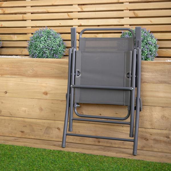Samuel Alexander Multi-Position Folding Garden Patio Single Chair in Grey