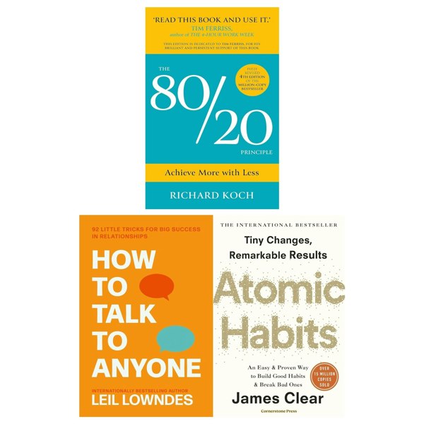 The 80/20 Principle, Atomic Habits, How to Talk to Anyone 3 Book Set