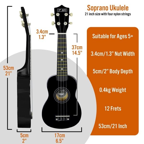 3rd Avenue Soprano Ukulele Pack Ukuleles#Colour_Black