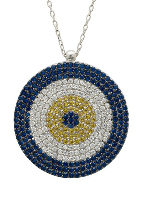 Evil Eye Pendant Necklace Large Blue Silver - LATELITA Necklaces
