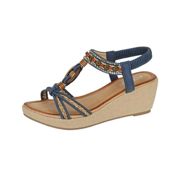 Cipriata Womens/Ladies Jewelled Platform Heel Sandals - Navy - 