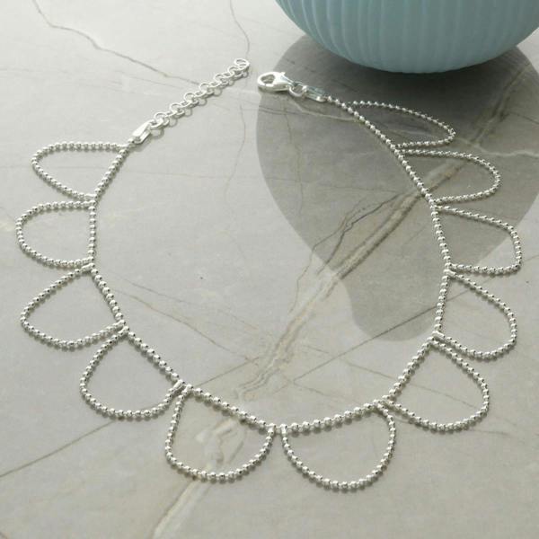 Christopher James of London Sterling Silver Bead Frill Anklet