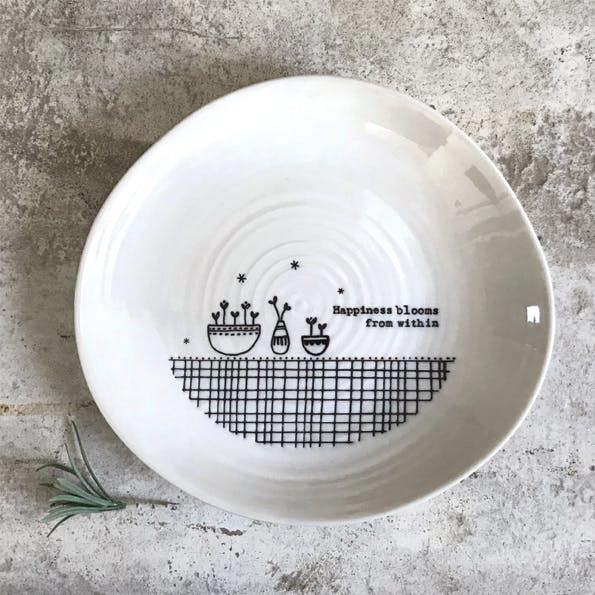 “Happiness Blooms From Within” Porcelain Dish - 14.5cm