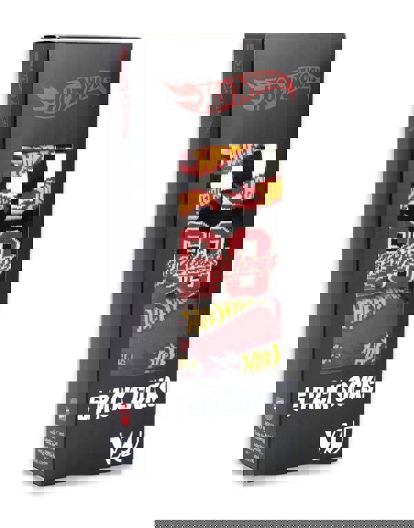 Hot Wheels Mens Multicoloured Checkerboard and Flames Calf Socks Set of 5
