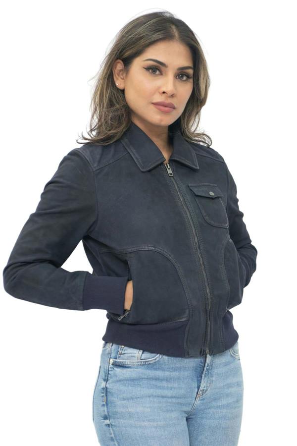 Infinity Leather Womens Leather MA-1 Varsity Jacket-Ann Arbor