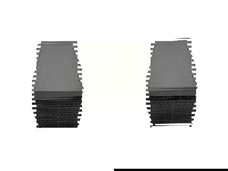 Fimous Rattan Garden Outdoor Furniture Set 3 Seater Sofa Square Coffee Table Set with Big Stool Side Table Dark Grey Mixed