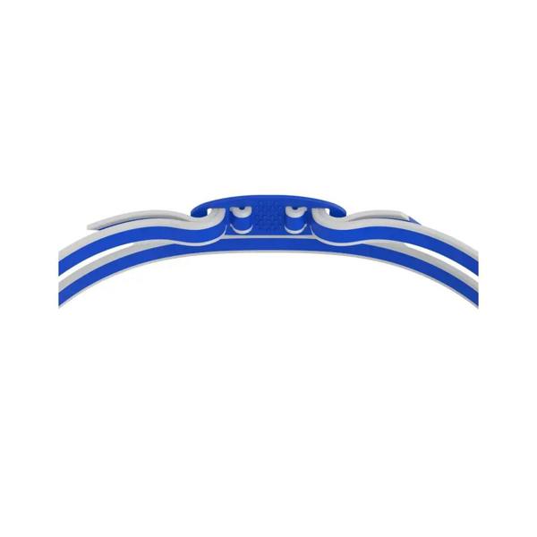 Speedo Vanquisher 3.0 goggle with curved lens tech and blue white silicone strap