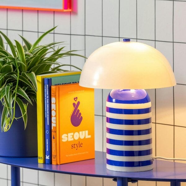 Love Frankie Stripy Table Lamp in Cobalt Blue
