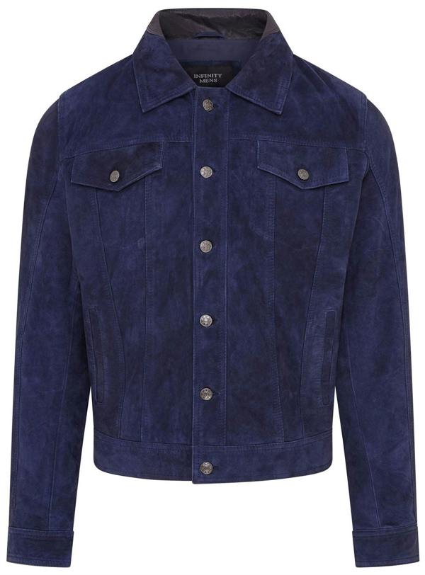Infinity Leather Mens Goat Suede Leather Jeans Jacket- Nurmes
