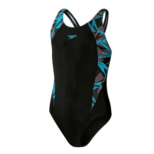 Speedo Girls Hyper Boom Splice One Piece Swimsuit - Black/Blue