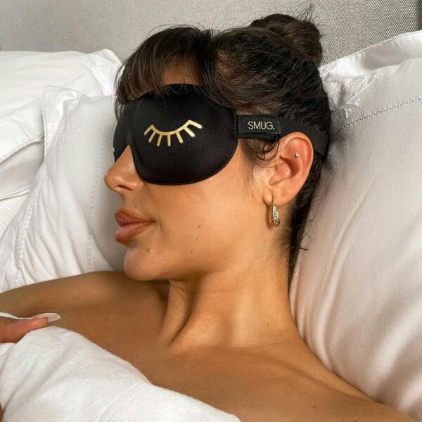 SMUG Contoured 3D Blackout Sleep Mask - Wink Print, Black