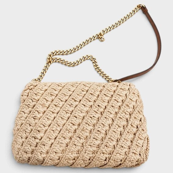 Tory Burch Willa Crochet Small Shoulder Bag Raffia