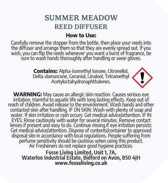 Fosse Living Summer Meadow Reed Diffuser Refill 200ml
