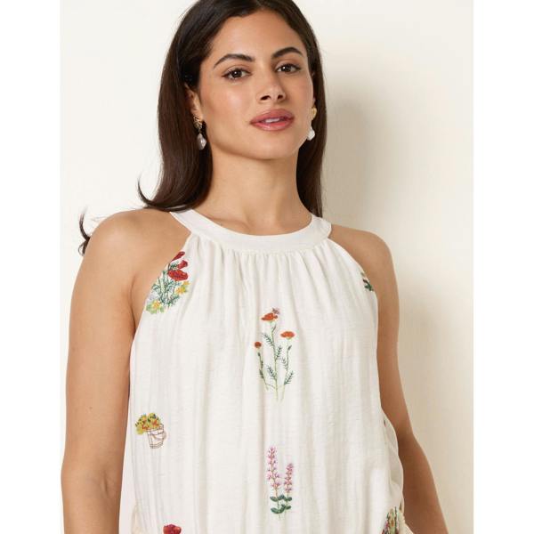 Blue Vanilla Halter Neck Embroidered Dress
