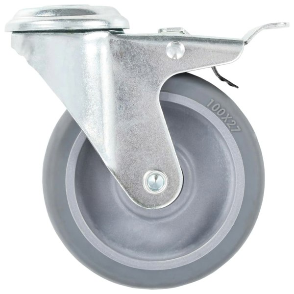 Berkfield Bolt Hole Swivel Casters with Double Brakes 4 pcs 100 mm