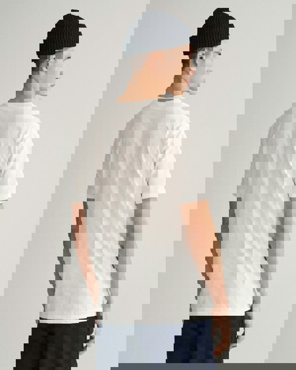 GANT Mens Regular Fit Embroidered Archive Shield T-Shirt - 110 White - CHO - Designer Mens Short Sleeve T-Shirts & Tops