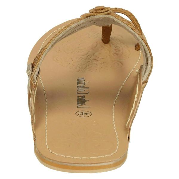 Leather Collection Ladies Leather Collection Flat Toeloop Braided Sandals F00077