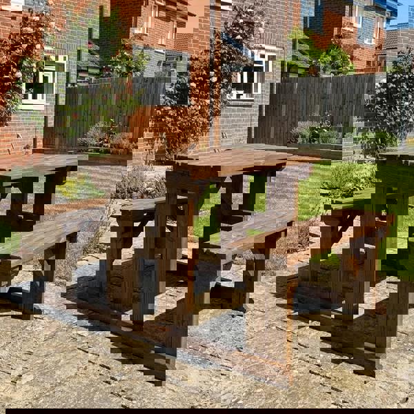 Arbor Garden Solutions Abies Picnic Table Benches Set - Rustic Finish