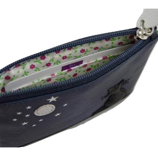 Mala Leather Midnight Collection Black Cat Leather Coin Purse