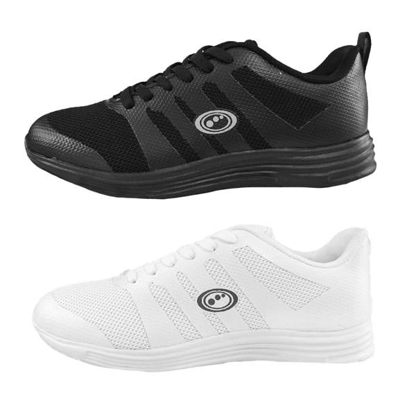 Mesh Top Lace-Up School Trainers (Senior) – Non-Marking White & Black - Optimum
