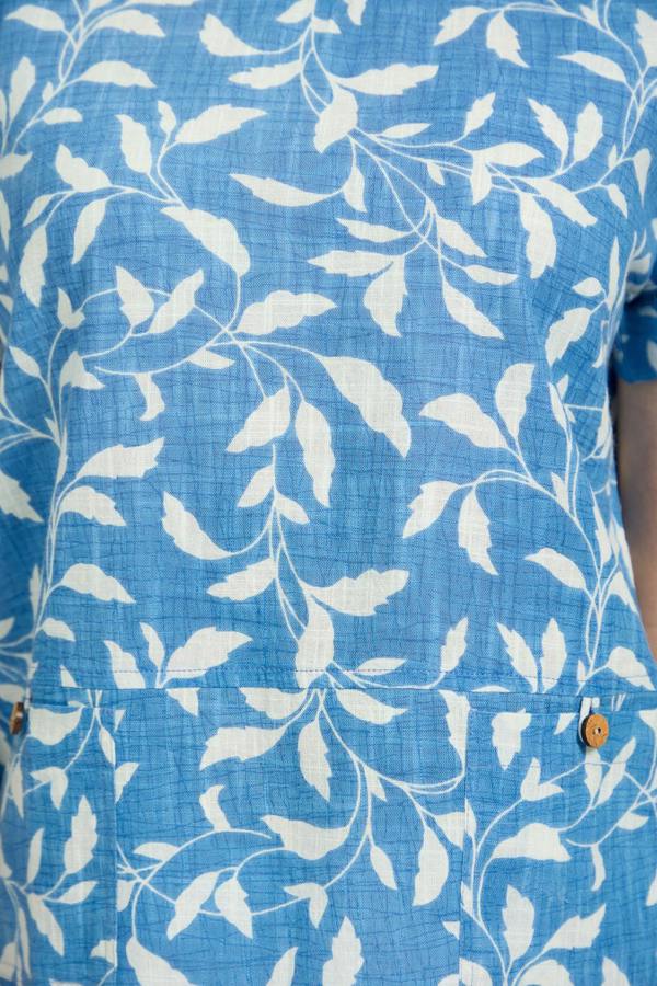 Mudflower Leaf Print Ladder Trim Top