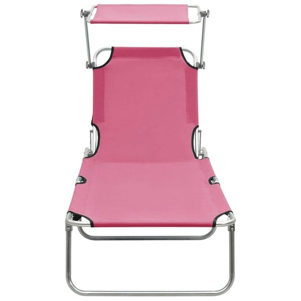 Berkfield Folding Sun Lounger with Canopy Steel Magento Pink