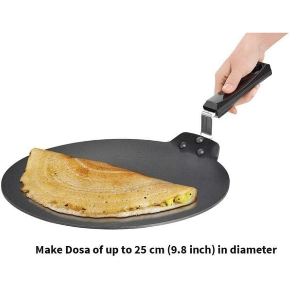 Dyzi 28cm Non-Stick Dosa Tava Roti Chapati Pancake Griddle Pan Black