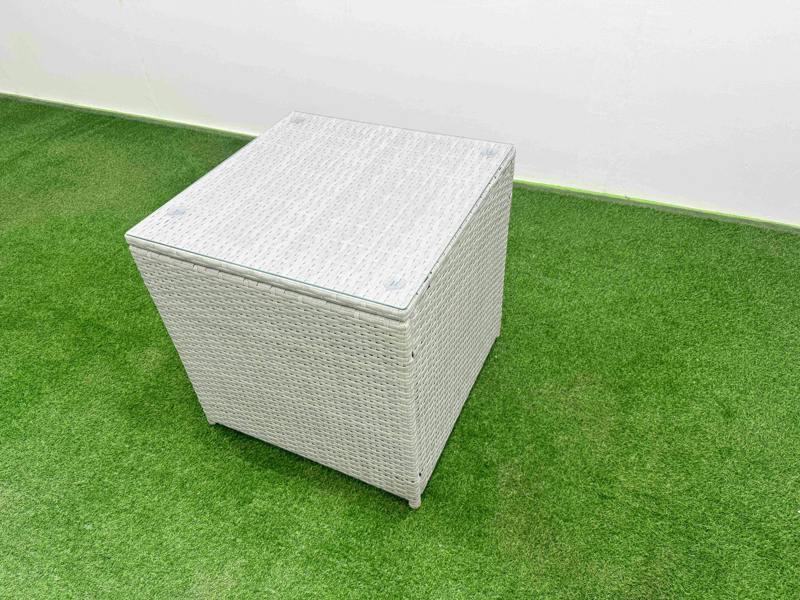Fimous 9 Seater Wicker Rattan Garden Furniture Patio Set, Dining Table, High Back Lounge Sofa, 3 Stools, Side Table, Light Grey