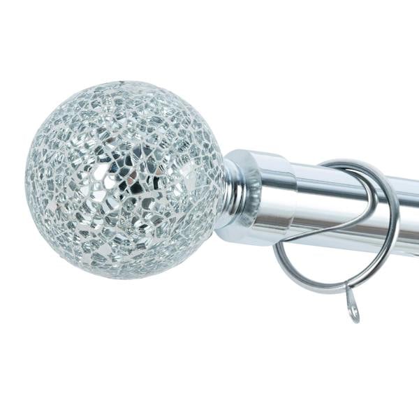 A.Unique Home Crackle Ball Extendable Curtain Pole (25/28mm) (Nickel,180cm-340cm)