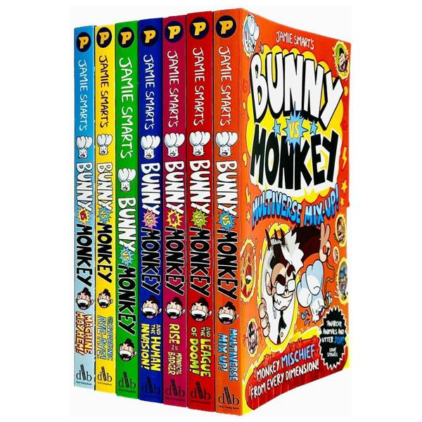 Bunny vs Monkey 7 Books Collection Set by Jamie Smart – Supersonic Aye-Aye, The Human Invasion & Funny Graphic Adventure Collection for Kids