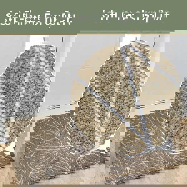 JVL Mega Mat Machine Washable Entrance Runner and Doormat Set, Brown Geo