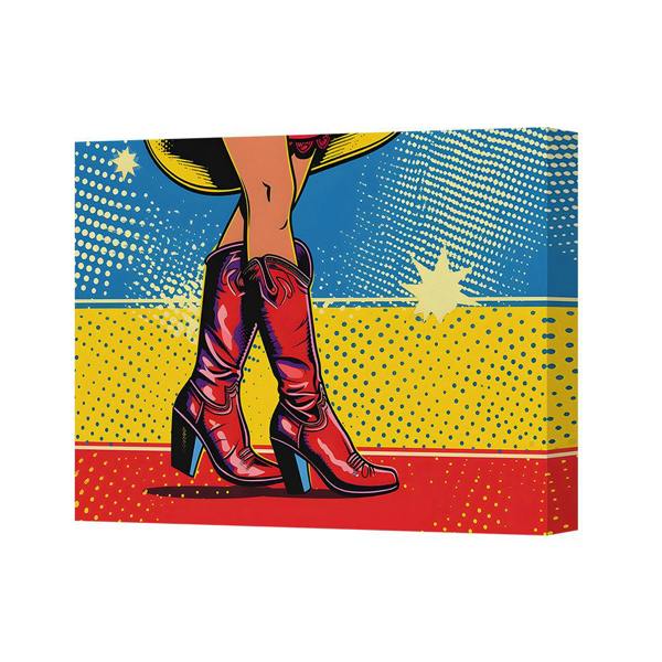 Benjamin Tate Design Pop Art Canvas Print Woman In Red Boots Retro Style Wall Art