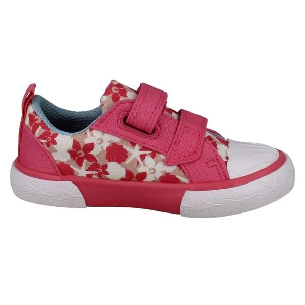 Clarks Girls Clarks Playprints Floral Starfish Design Canvas Shoes Foxing Shell