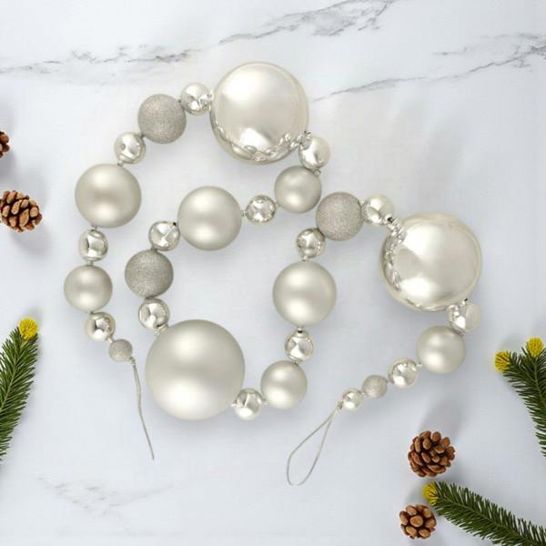 Glittered Silver Bauble Christmas Garland