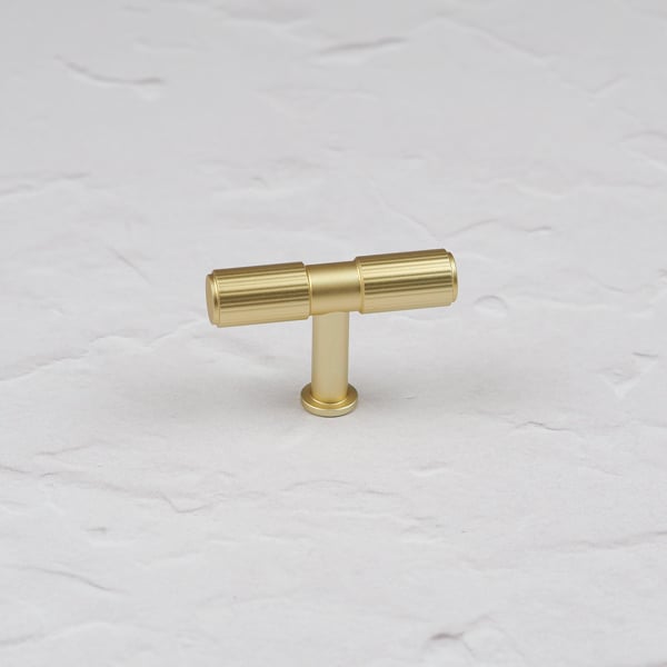 Handle & Home Brushed Brass Fluted Detailing Handles and Coordinating Knob