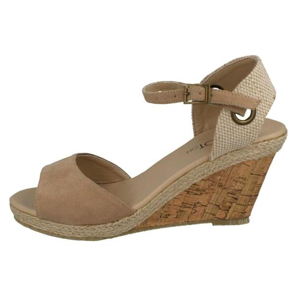 Spot On Ladies Spot On Cork Wedge Sandals F2265