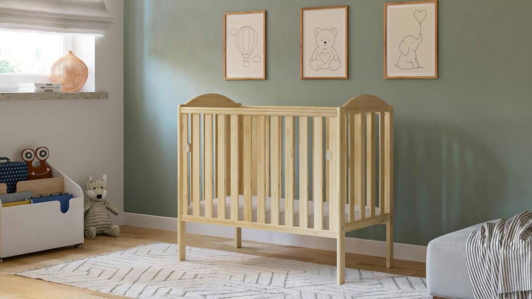 Viculii Waffi Space Saver Cot Natural with Bamboo Mattress