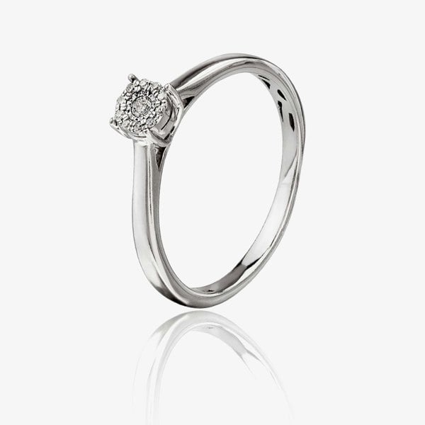 T. H. Baker 9ct White Gold 0.05ct Diamond Cluster Ring TH011222R