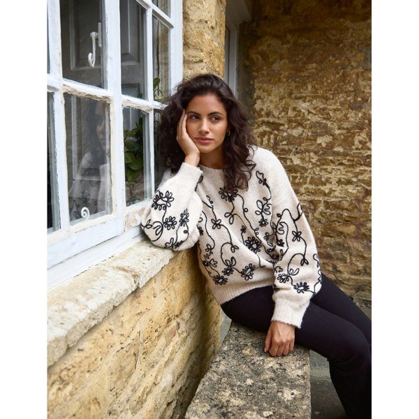 Blue Vanilla Floral Embroidery Jumper