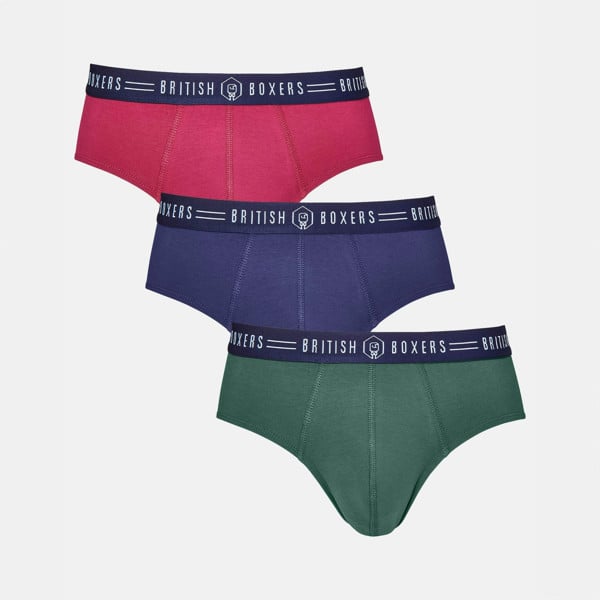 Three-pack British Boxers Men's Briefs – Heritage Colours - British Boxers