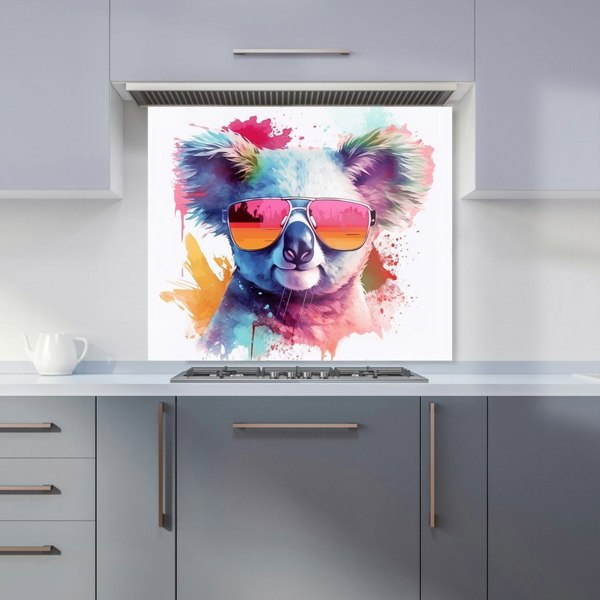 Warren Reed - Designer Colourful Splashart Koala In Glasses Kitchen Splashback