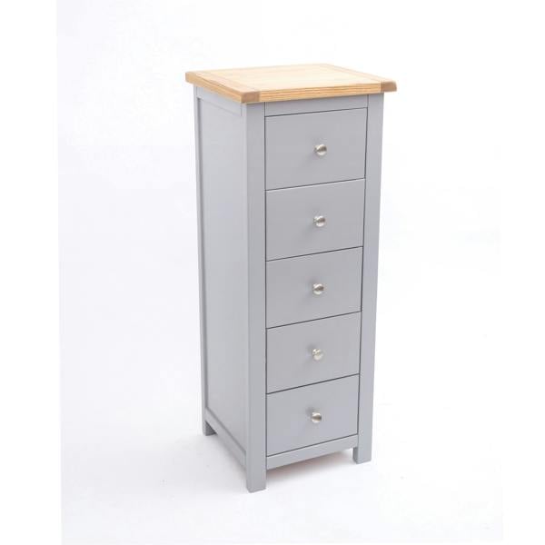 Cabinet Bits Mirano 5 Drawer Narrow Chest of Drawers Chrome Knob