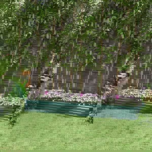 Outsunny Galvanised Raised Bed for Garden, Outdoor Elevated Planter Box, Grey